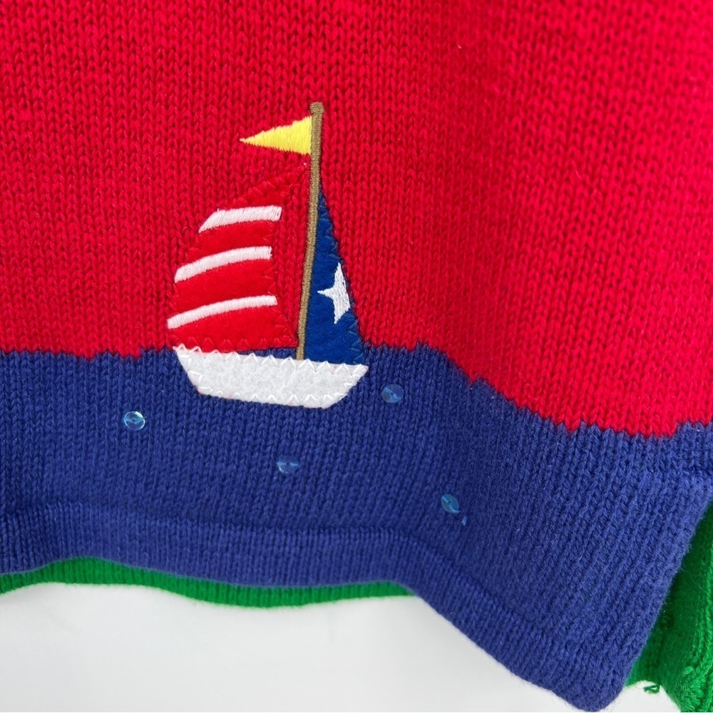 The Quaker Factory VTG Ramie Short Sleeve Lighthouse Roundneck Midi Sweater - Picture 9 of 16